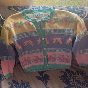 Hartstrings girls small sweater cardigan size small 100% cotton